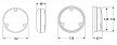 Left to right: Black base and Chrome base diagrams. All dimensions in mm.