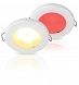 Warm white/red lamp, white plastic rim, spring mount