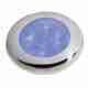 LED Round Courtesy Lamps - 12 Volt - Blue - Polished Stainless Steel Rim