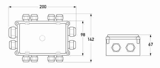 P/N 2771 (12 Outlets - 14 Connection Groups) - All dimensions in mm.