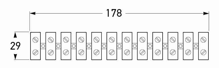 All dimensions in mm. <br> P/N 8454 (Strip of 12 - Cables up to 4.59mm<sup>2</sup>)