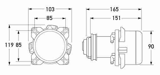 P/N 1029-24V - All dimensions in mm.