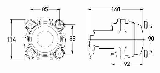 P/N 1029H1-24V (Dipped Beam) - All dimensions in mm.