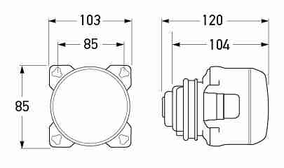 P/N 1030-24V - All dimensions in mm.