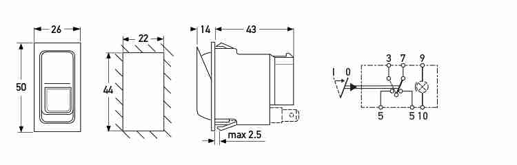 P/N 6GM 007 832-221 - All dimensions in mm.