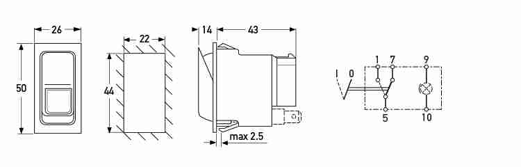 P/N 6FH 007 832-061 - All dimensions in mm.