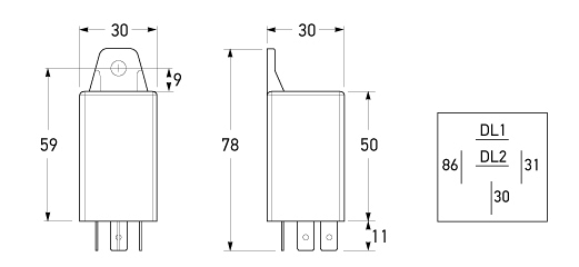 All dimensions in mm. <br> P/N 3090 (Vibration Monitor - Multivolt™) - P/N 3091 (Multivolt™)