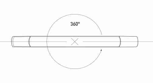 Mounting diagram - Horizontal and vertical mount (360° rotation around lamp (and vehicle) axis)