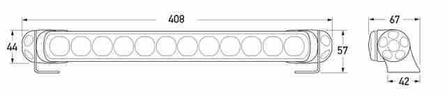 LED Light Bar 350 - HD Bracket. All dimensions in mm.