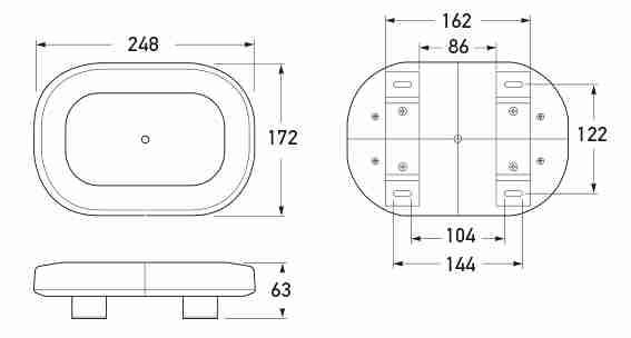 Fixed Mount Diagram - All dimensions in mm.