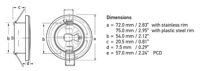 Spring mount lamp dimensions.