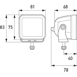 LED Cube Headlamp 3.2”. All dimensions in mm