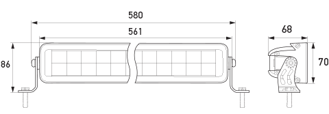 1FJ 358 176-401 LED Double Light Bar 21.5”<br>All dimensions in mm (Not to scale)