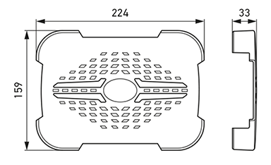 HELLA VALUEFIT Blade 9 inch Rectangular cover Accessory Dimensional Diagram </br>All dimensions in mm