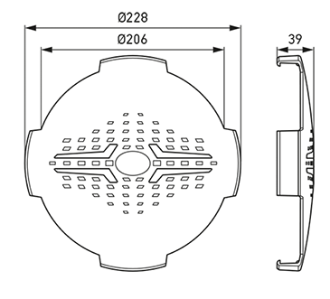 HELLA VALUEFIT Blade 9 Inch Round Cover Diagram </br>All dimensions in mm