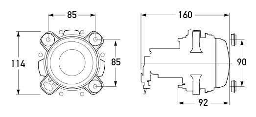 P/N 1029H1-24V (Dipped Beam) - All dimensions in mm.