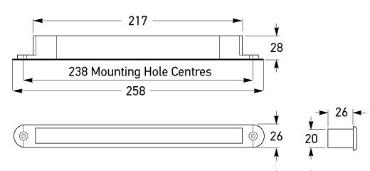 All dimensions in mm.