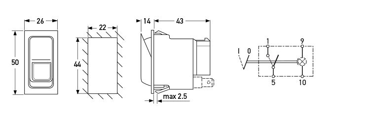 P/N 6EH 007 832-021 - All dimensions in mm.