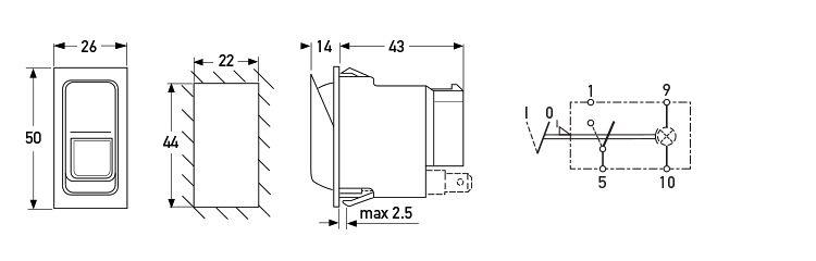 P/N 6EH 007 832-041 - All dimensions in mm.