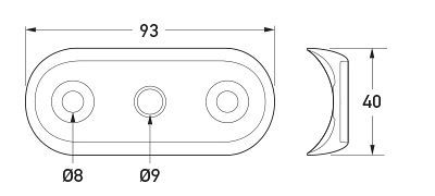 P/N 9GD 958 028-001 (Seal Curved 1x2 Flush Mount) All dimensions in mm.