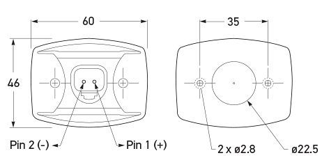 Hole diagram. All dimensions in mm.