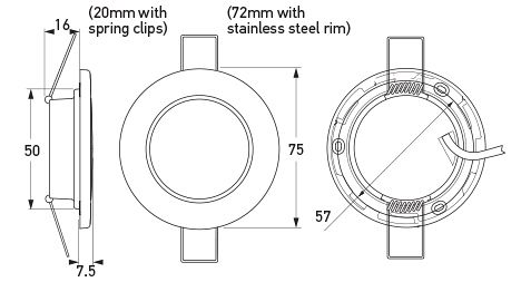 All dimensions in mm.