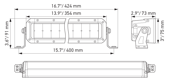 1FJ 358 196-461 Black Magic TOUGH 13in Mini Light Bar Diagram