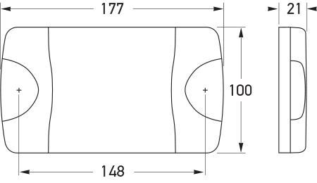 All dimensions in mm. All Models share the same width, length, and mounting holes as previous DuraLED® range.