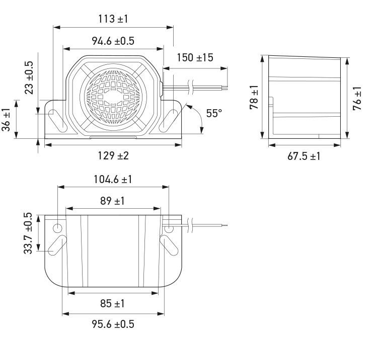 All dimensions in mm