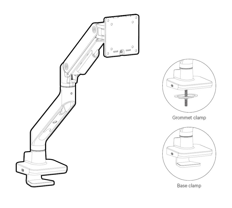 Nimble Plus Monitor Arm – heavy duty, gas spring | Vidak
