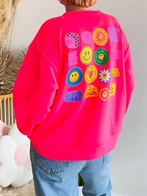 Sweater Smiley neon fuchsia Sweater Smiley neon fuchsia