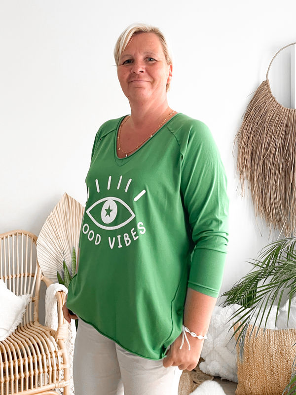 T shirt Good vibes groen T shirt Good vibes groen