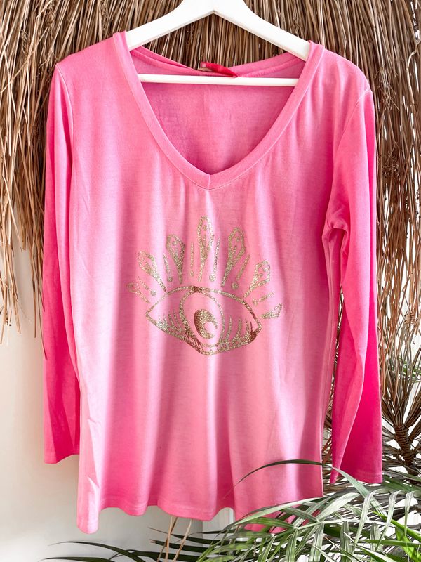 Evil eye t shirt fuchsia Evil eye t shirt fuchsia