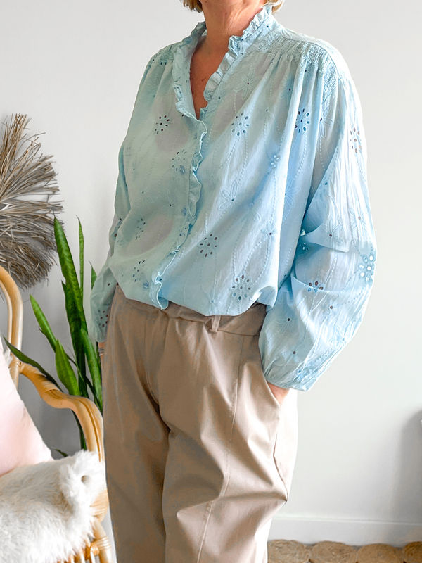 Blouse Broderie blauw 