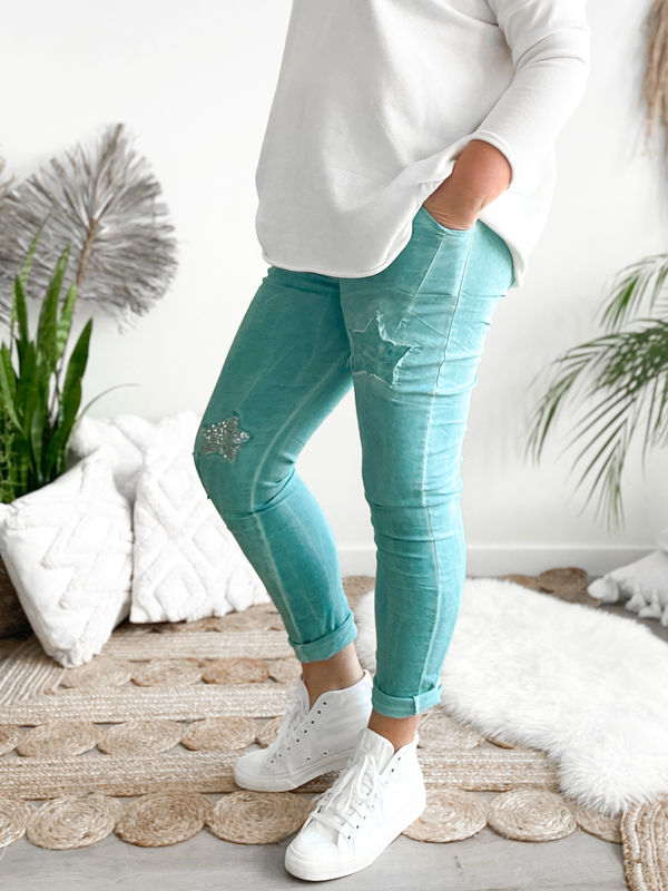 Broek Glitter turquoise Broek Glitter turquoise