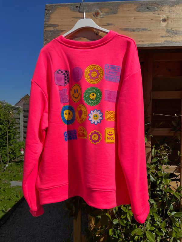 Sweater Smiley neon fuchsia