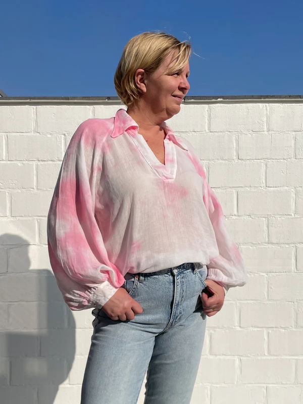 Blouse Olivia tie-dye roze Blouse Olivia tie-dye roze