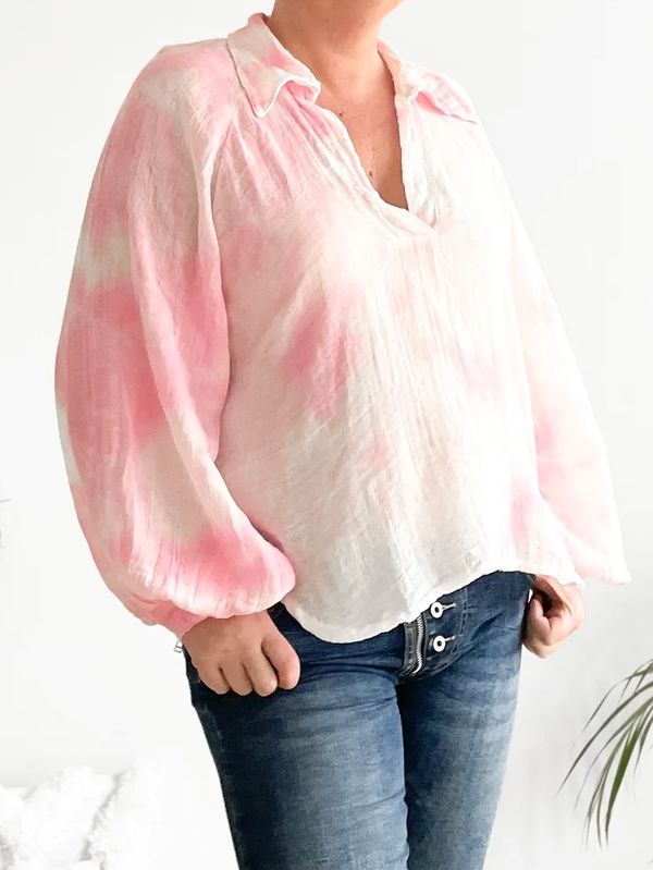 Blouse Olivia tie-dye roze Blouse Olivia tie-dye roze