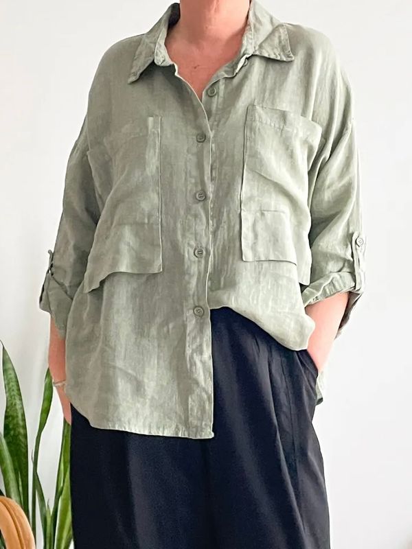 Blouse kaki lin curve