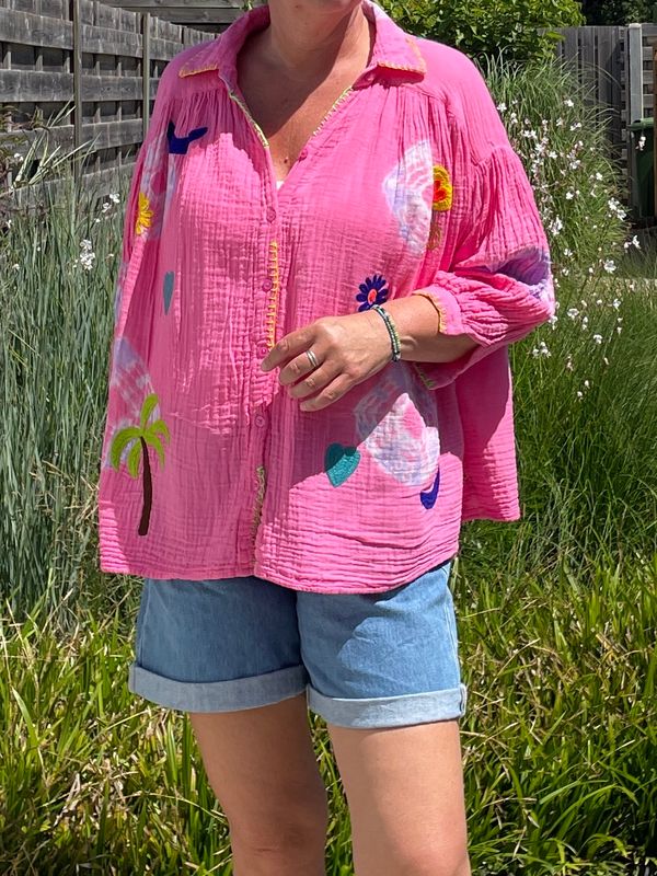 Blouse Tie dye roze