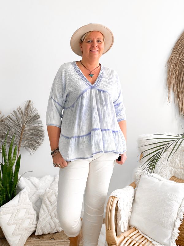 Blouse Elena blauw Blouse Elena blauw