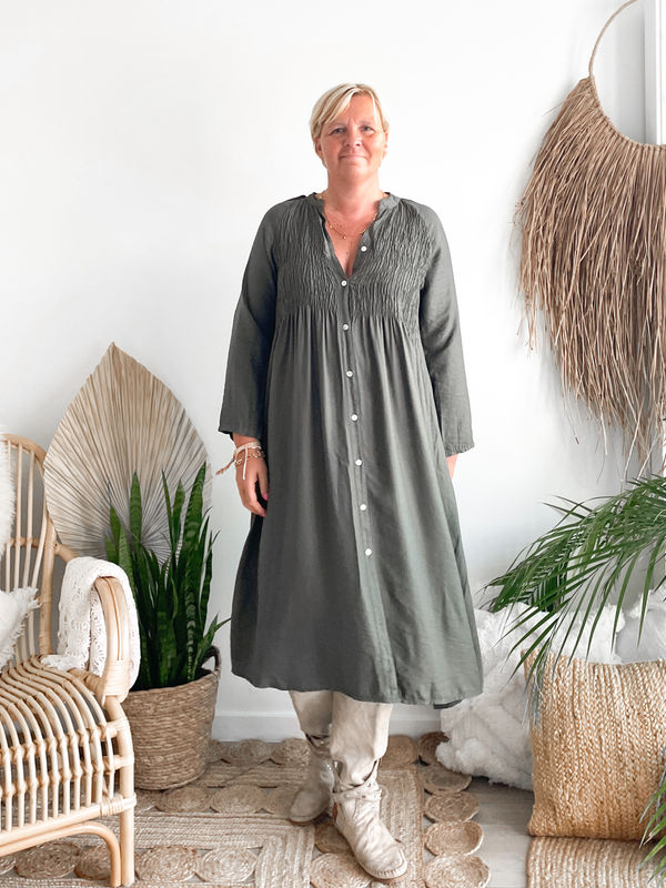 Jurk Smock kaki Jurk Smock kaki