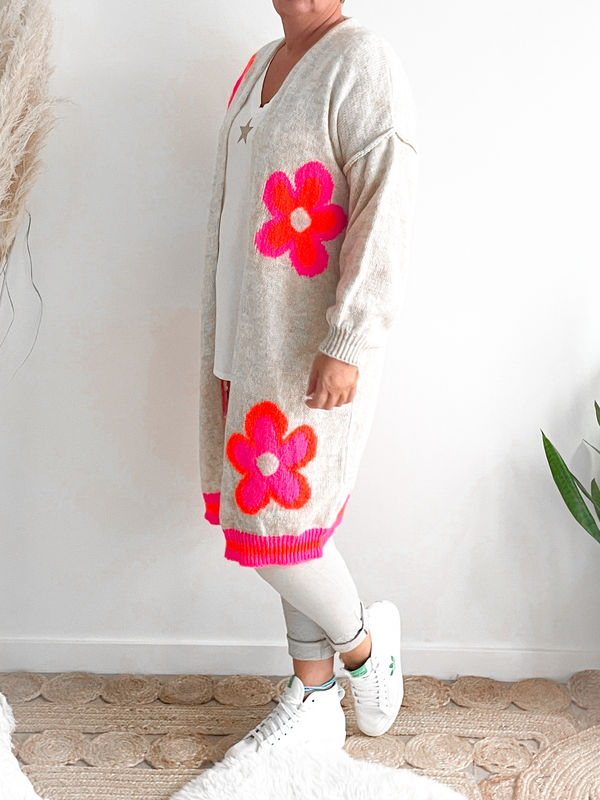 Gilet Fleurs beige Gilet Fleurs beige