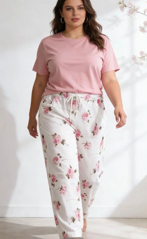 Broek bloemetjes wit 
