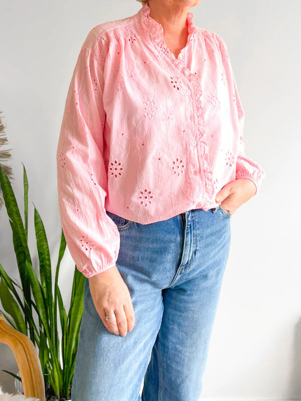 Blouse Broderie roze