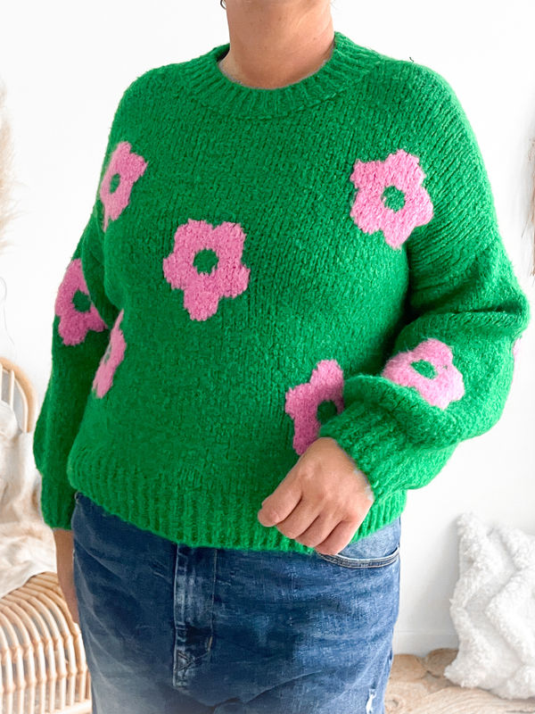 Trui Flowerpower groen Trui Flowerpower groen