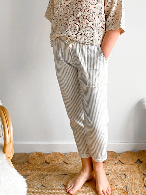 Broek Stripe beige