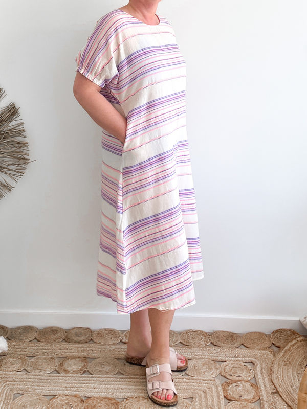 Jurk Streep lila Jurk Streep lila