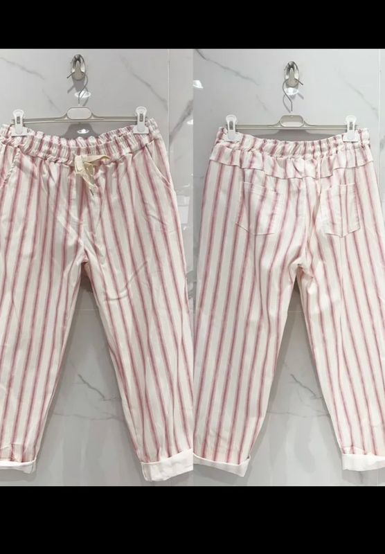 Broek streep roze curve Broek streep roze curve