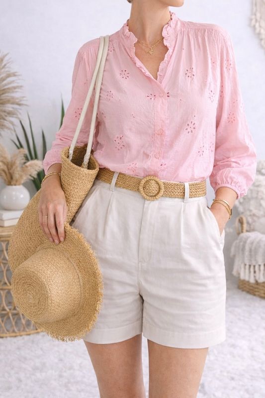 Blouse Broderie roze Blouse Broderie roze